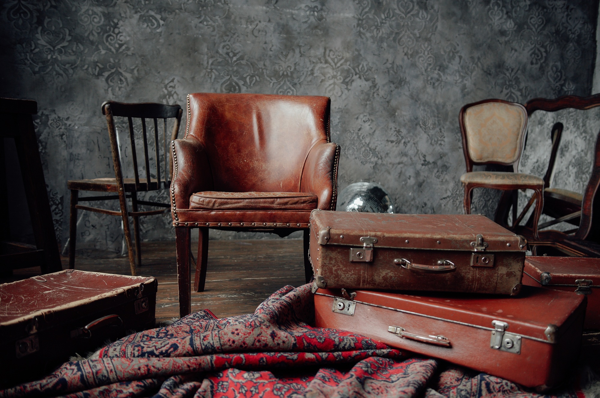 Vintage furniture in loft interior