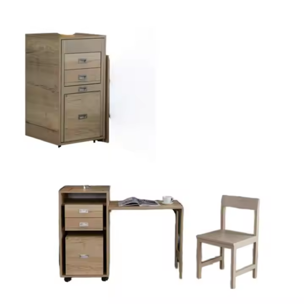 TriSet 3-in-1 Storage Cabinet with Foldable Table and Chair - Image 2