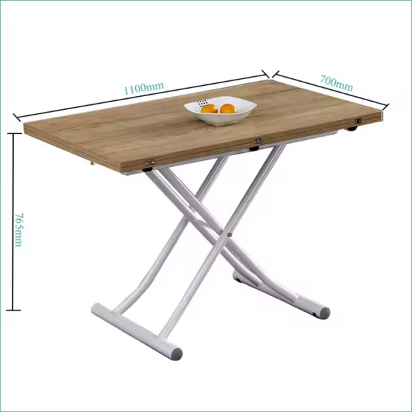 LiftFlex Melamine Folding Table with Lifting Mechanism Adjustable Height And Size - Image 7