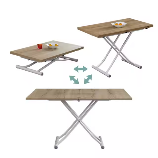 LiftFlex Melamine Folding Table with Lifting Mechanism Adjustable Height And Size - Image 6