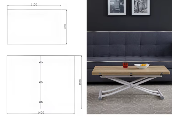 LiftFlex Melamine Folding Table with Lifting Mechanism Adjustable Height And Size - Image 8