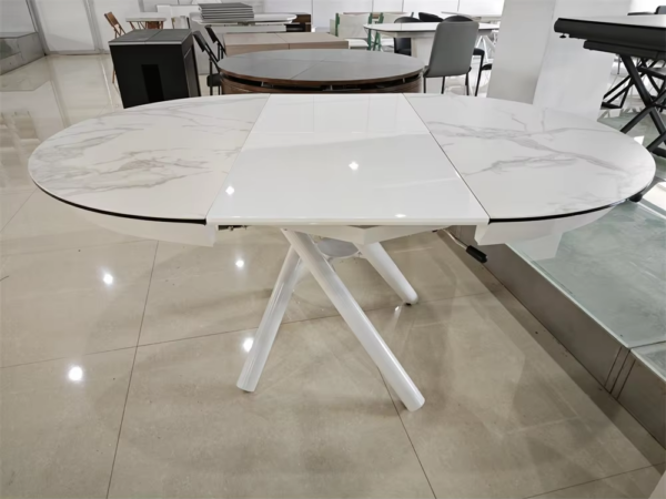 Elegant Modern Marble Round Coffee Table Extendable Dining Table - Image 2