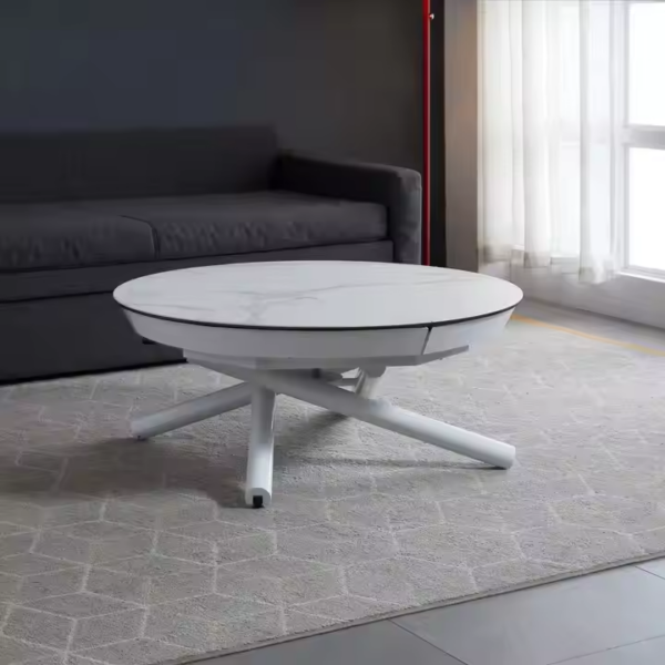 Elegant Modern Marble Round Coffee Table Extendable Dining Table