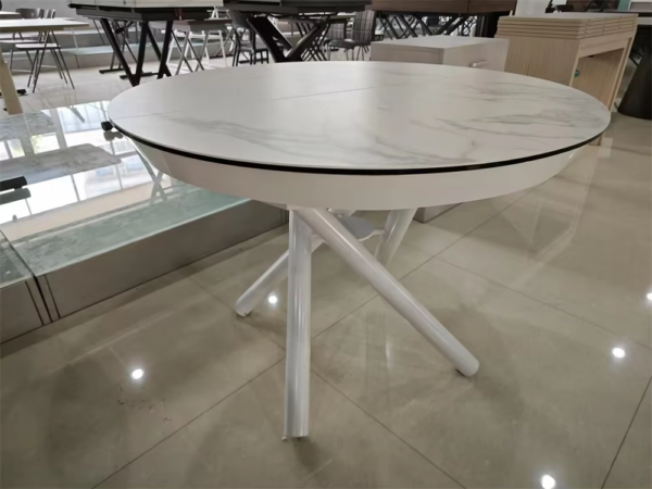 Elegant Modern Marble Round Coffee Table Extendable Dining Table - Image 3