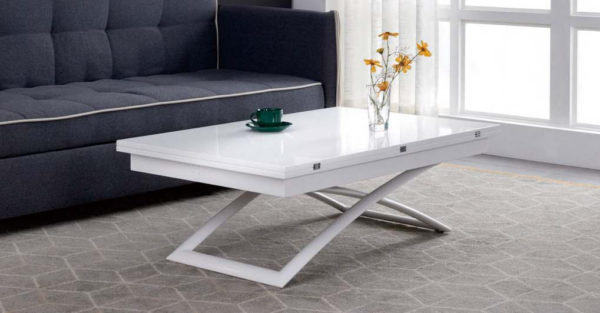 Pure Elegance White Adjustable and Extendable Coffee Table - Image 2