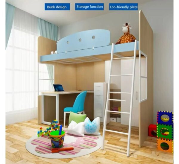 WonderLoft Kids Loft Bed With Table and Storage Cabinet