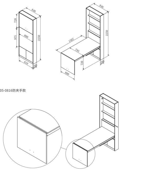 Wall Mounting Pull Down Table With Hidden Storage Space - Image 5