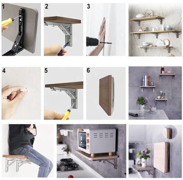 Foldable L Bracket For Table Shelf Cabinet Wall Bracket 20Inch - Image 4